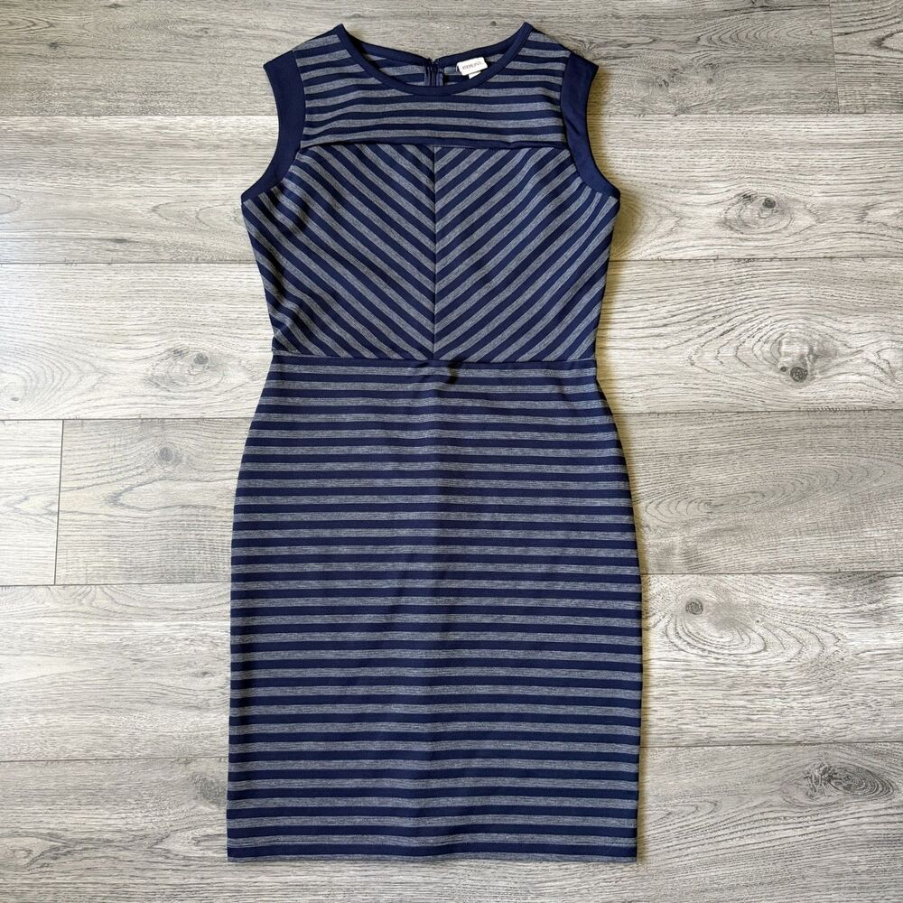 Merona Striped Chevron Sheath Dress Navy and Grey - Size Medium